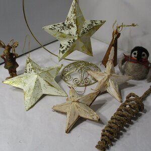 Group Bundle of Rustic Woodland Animals Stars Christmas Holiday Tree Ornaments